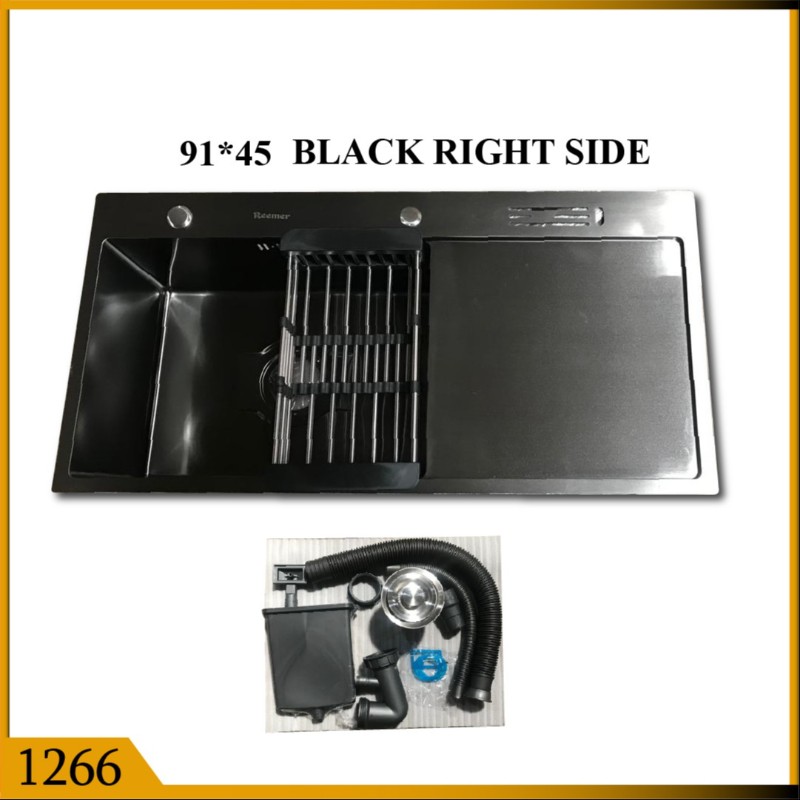 KITCHEN SINK HAND MADE 91*45 BLK (R) (1266)